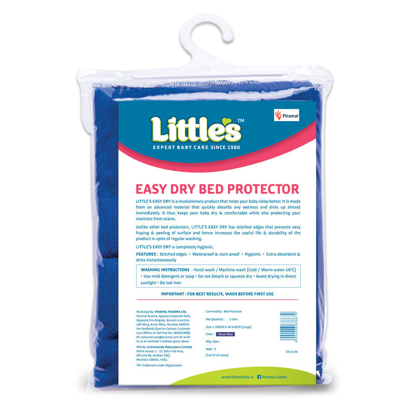 Little's Easy Dry Cotton Bed Protector - Blue