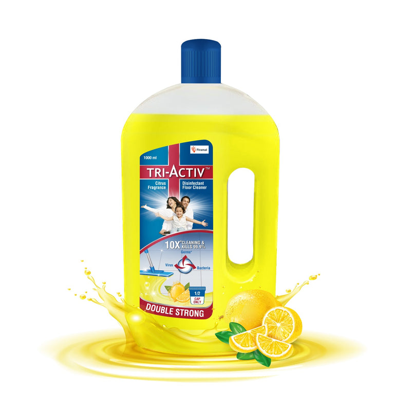 Tri-Activ Disinfectant Floor Cleaner | Kills 99.9% Germs, 10x Cleaning With Citrus Fragrance Buy 1 Get 1 Free | Buy 1000ml & Get 1000ml Free