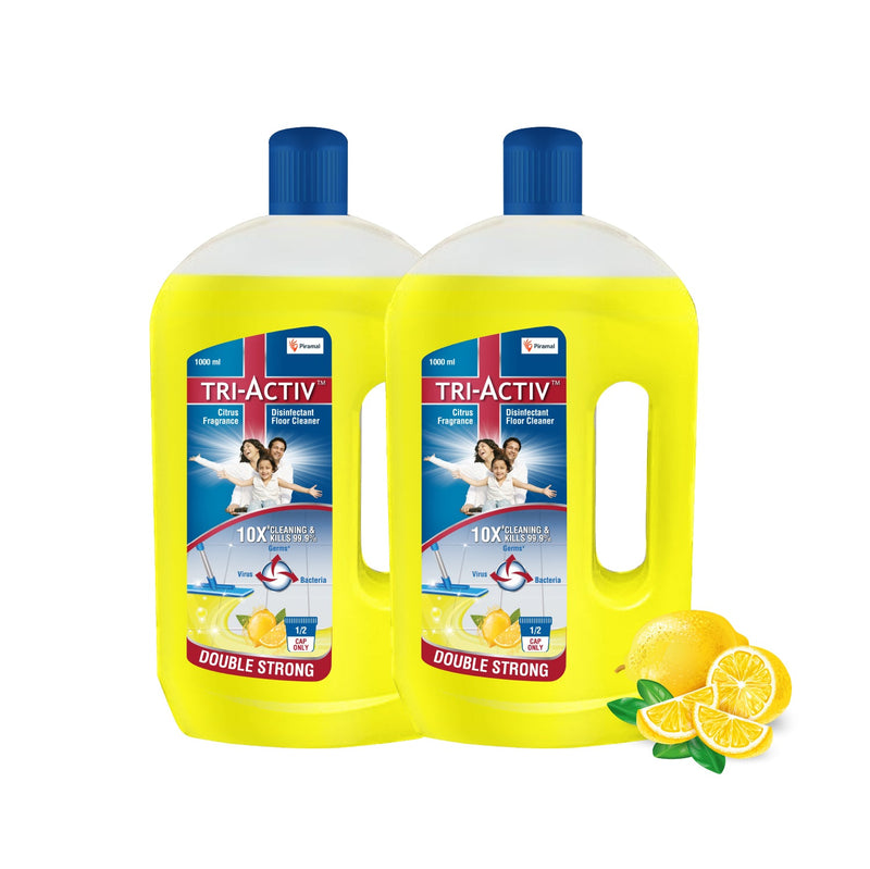 Tri-Activ Disinfectant Floor Cleaner | Kills 99.9% Germs, 10x Cleaning With Citrus Fragrance Buy 1 Get 1 Free | Buy 1000ml & Get 1000ml Free