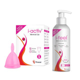i-activ Menstrual Hygiene Combo | i-activ Menstrual cup & i-feel Gentle Intimate Wash-100ml