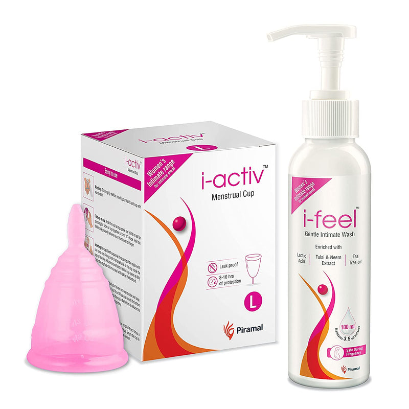 i-activ Menstrual Hygiene Combo | i-activ Menstrual cup & i-feel Gentle Intimate Wash-100ml