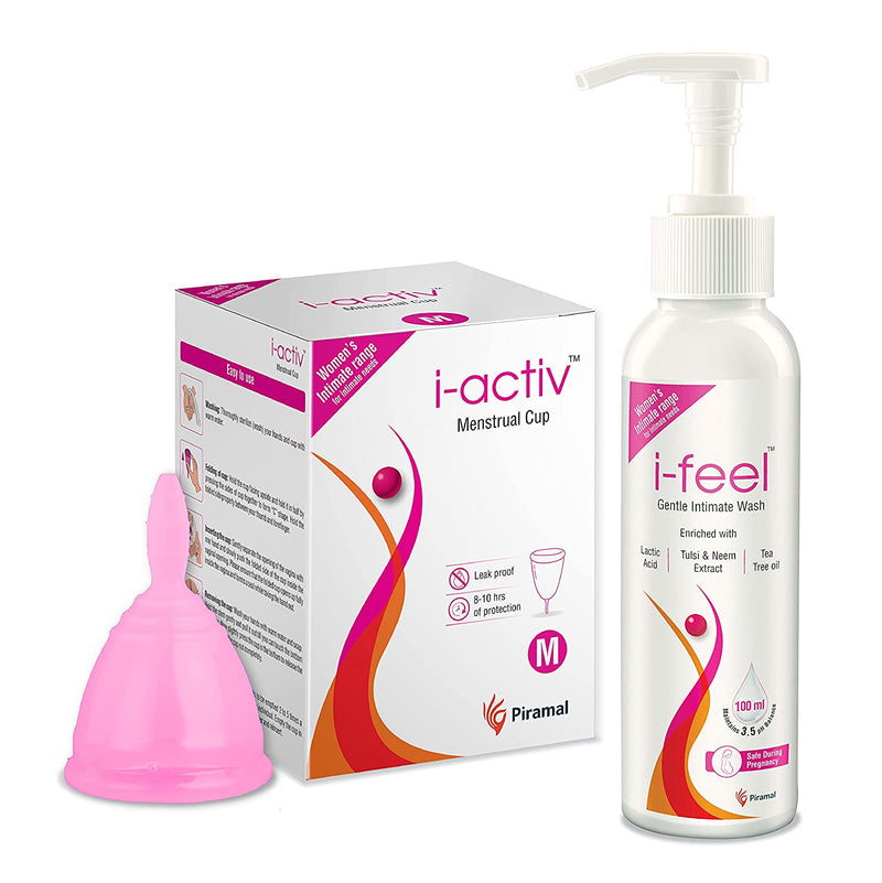 i-activ Menstrual Hygiene Combo | i-activ Menstrual cup & i-feel Gentle Intimate Wash-100ml