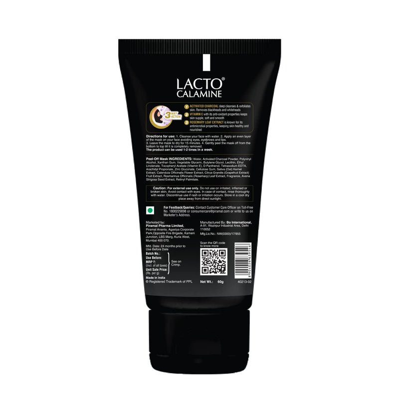 Lacto Calamine Face Peel Off Mask | Activate Charcoal & Vitamin E