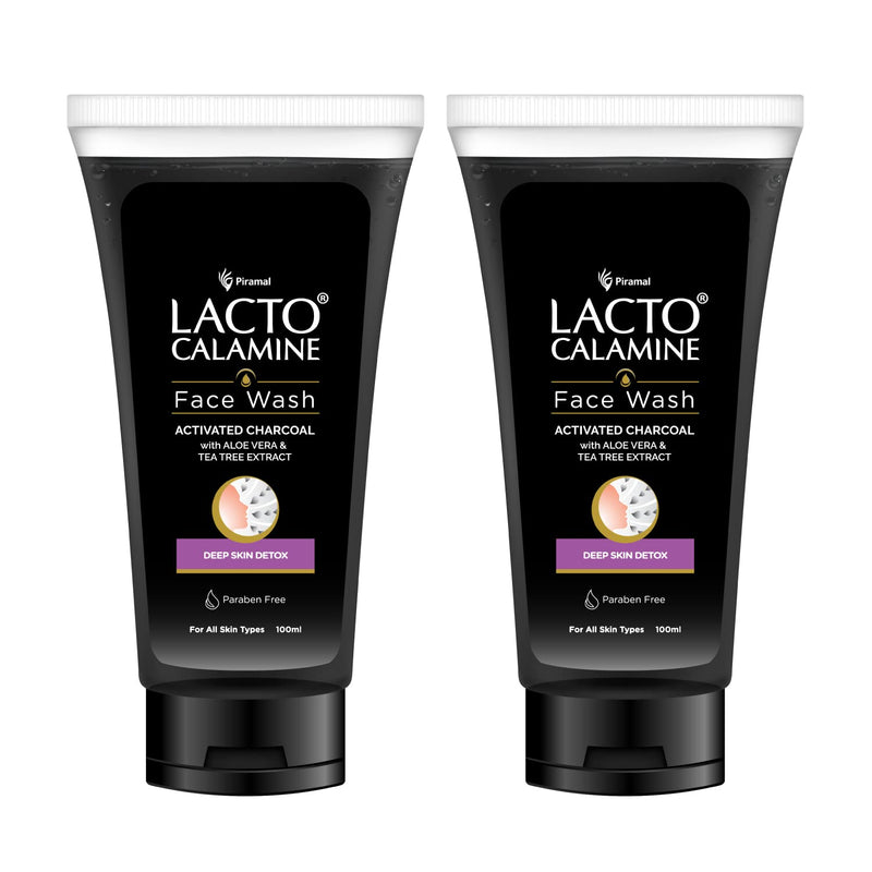 Lacto Calamine Activated Charcoal Face Wash| Contains Aloe Vera & Tea Tree Extract-100ml