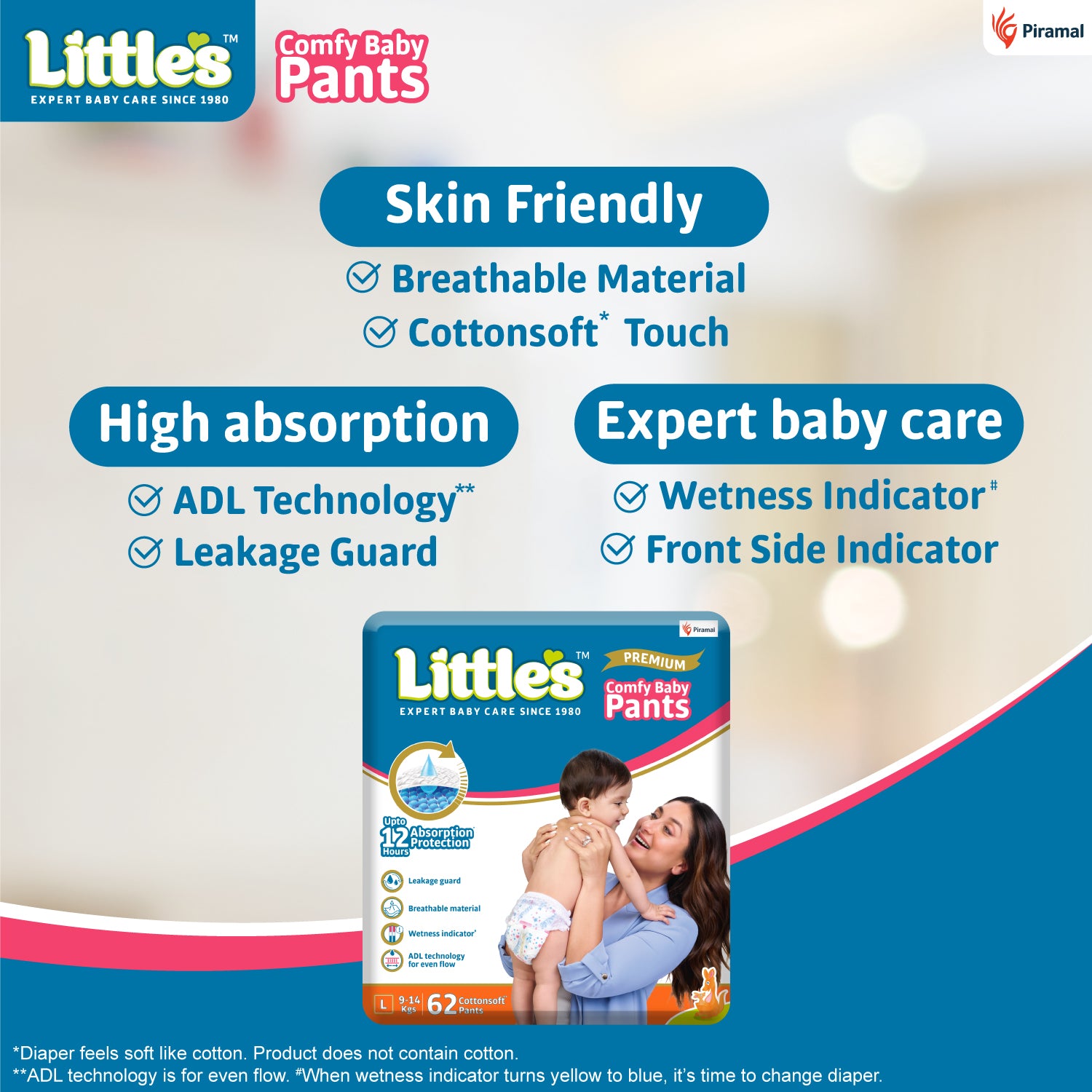 Little's Saver Combo ( Little's Comfy Baby Pants | Superjumbo Pack of 1, Little's Soft Cleansing Baby Wipes Lid Pack of 1 | Contains Aloe Vera & Jojoba Oil -80 Wipes)