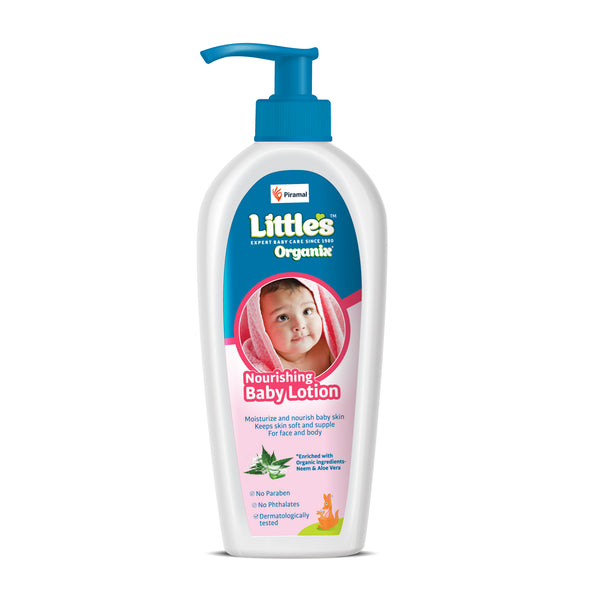 Little's Organix Nourishing Baby Lotion (400 ml  - Pump Pack) with Organic Ingredients (Aloe Vera and Neem extract)