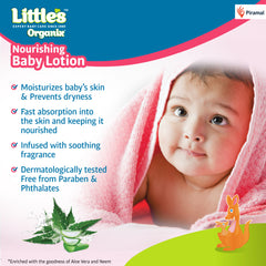 Little's Organix Nourishing Baby Lotion 400ml - Pump Pack | Dermatologically tested | With Organic Aloe Vera & Neem | All skin types | Prevents Dryness and soothes dry skin