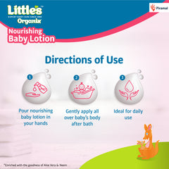 Little's Organix Nourishing Baby Lotion 400ml - Pump Pack | Dermatologically tested | With Organic Aloe Vera & Neem | All skin types | Prevents Dryness and soothes dry skin