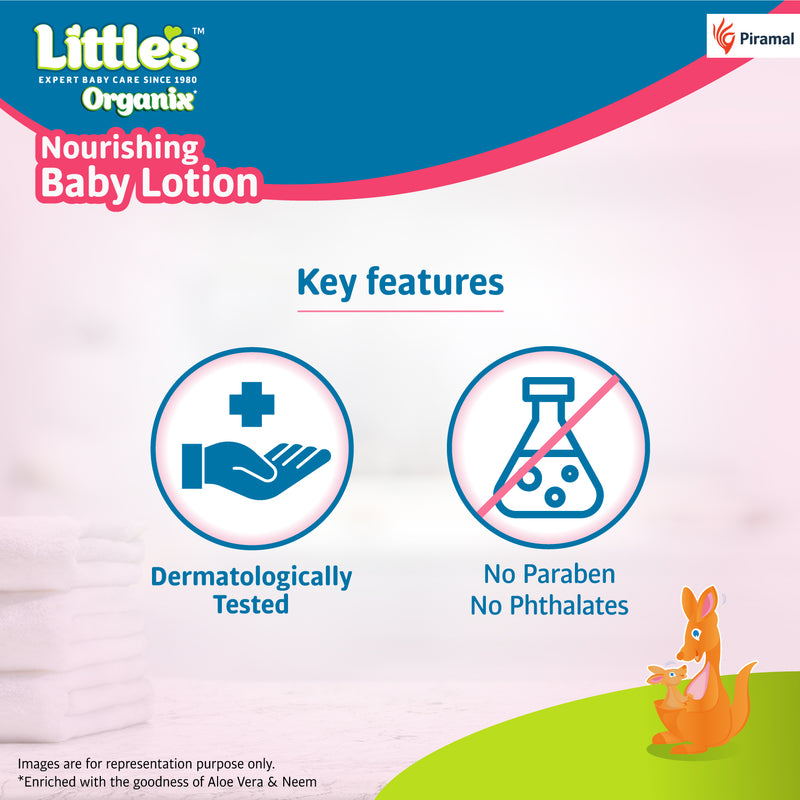 Little's Organix Nourishing Baby Lotion (400 ml  - Pump Pack) with Organic Ingredients (Aloe Vera and Neem extract)