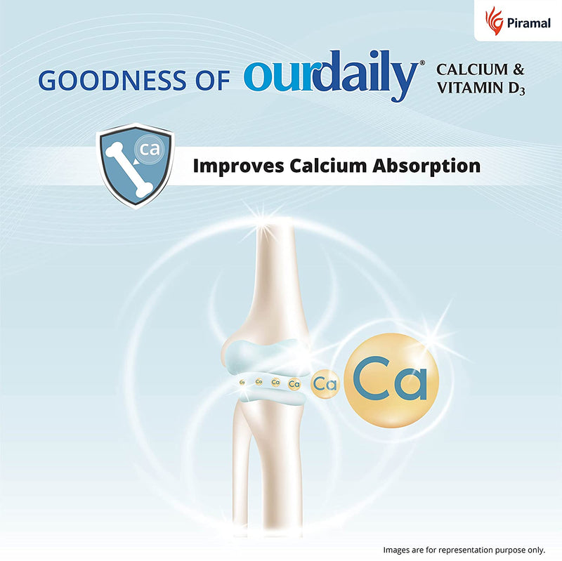 Ourdaily Calcium & Vitamin D3 Tablets | Daily Supplement For Stronger Bones & Joints