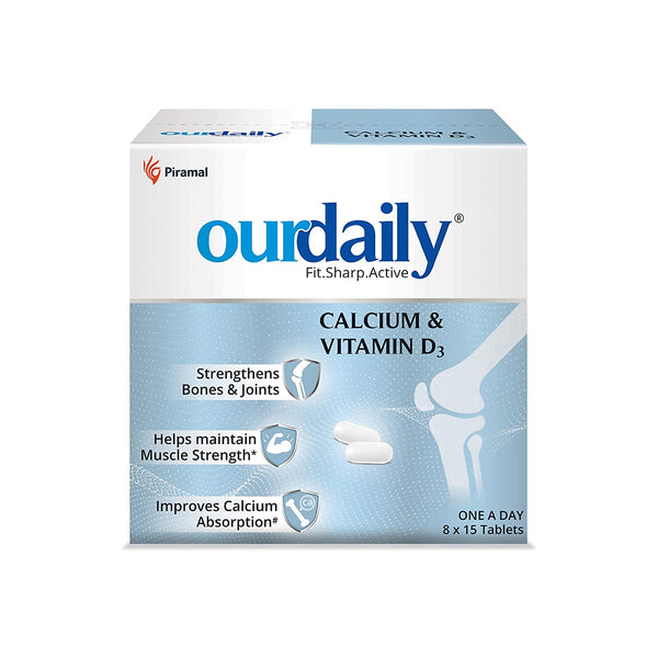 Ourdaily Calcium & Vitamin D3 Tablets | Daily Supplement For Stronger Bones & Joints