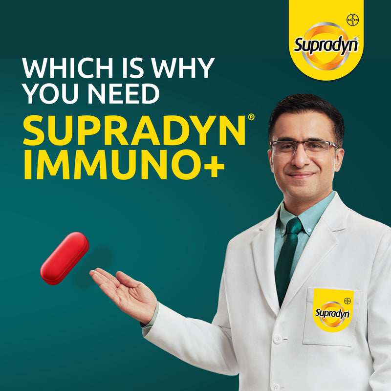 Supradyn Immuno+ Multivitamin with Turmeric & Tulsi | Tablet for Energy & Immunity-  10 Tablets
