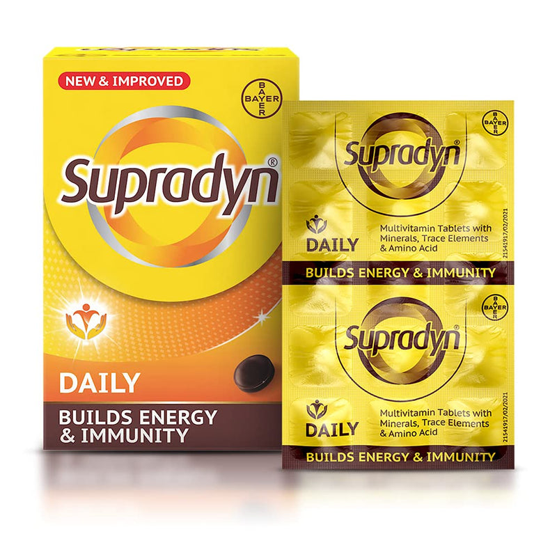 Supradyn Daily Multivitamin Tablets for Men & Women with Essential Zinc , 12 Vitamins, 5 Trace Elements for Daily Immunity & Energy - 15 Tablets