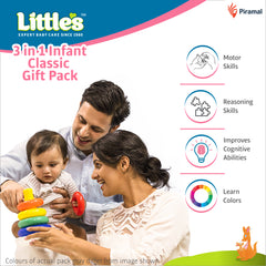 Little's 3 in 1 Infant Classic Gift Pack I Activity & Learning Toys for Babies I Multicolour I Infant & Preschool Toys I Develops fine motor skills & reasoning skills | 5 months and above