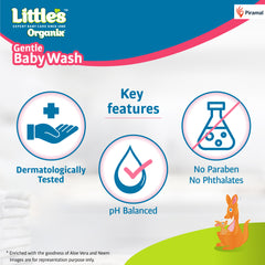 Little's Organix Gentle Baby Wash (400ml  - Pump Pack) with Organic Ingredients (Aloe Vera and Neem extract)
